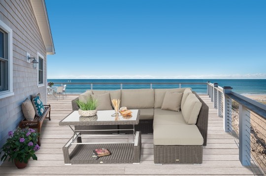 Rattan-Lounge Dining braun Elli Esstisch oben