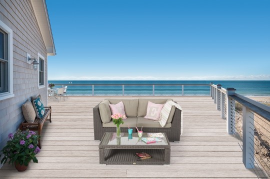 Rattan Lounge Dining braun Grace mit Garten Deko