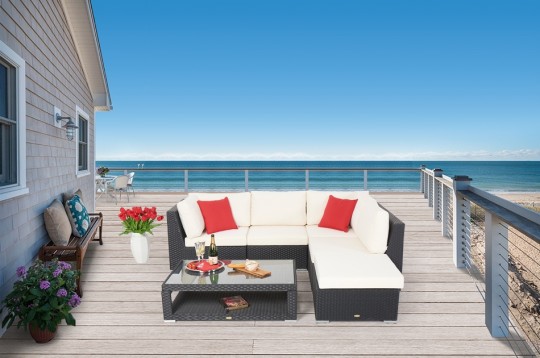 Rattan Lounge Dining schwarz Elli Esstisch höhenverstellbar