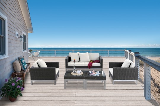 Rattan Lounge Ela Deluxe Rattanmöbel graubraun