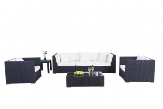 Rattan Lounge Garten Lounge President Polster Bezug beige