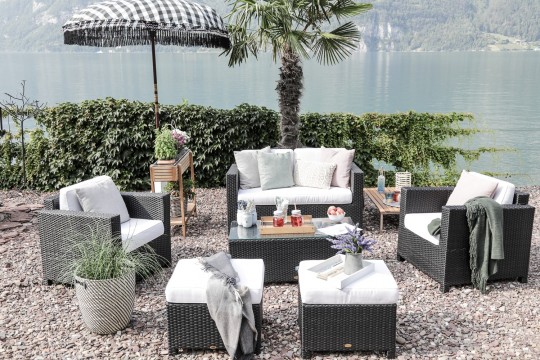 Rattan Lounge Set schwarz Dallas