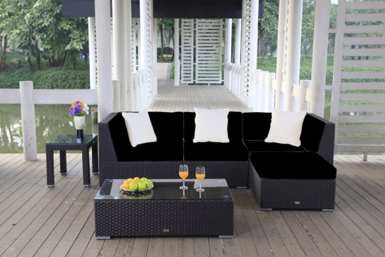 Rattanmöbel Murano Stoffbezug schwarz