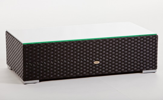 Rattan Sitzbank mit Glasplatte Karibik schwarz