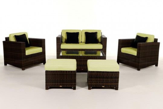 Rattanmöbel Dallas Luxus Stoffbezug grün