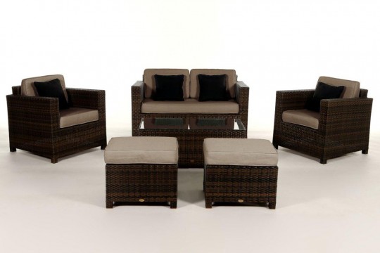 Rattanmöbel Dallas Luxus braun Stoffbezug sandbraun