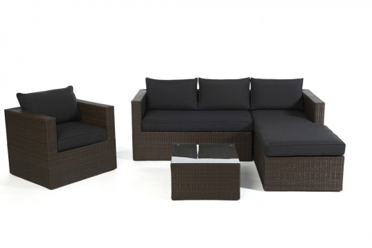 Rattanmöbel Jurassic Lounge braun Bezüge schwarz