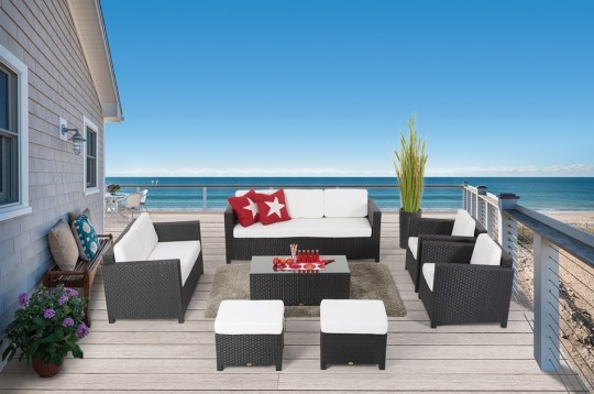 Rattanmoebel-Set schwarz Madison Deluxe