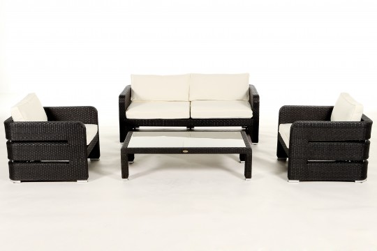 Sofa Edinburgh Lounge schwarz mit Polsterbezug beige