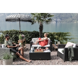 2er Sofa - 2 Sessel Rattanlounge Dallas schwarz