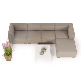 Allwetter Lounge Set Salena sandbraun vogel ansicht