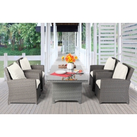 Barney Rattan Gartentisch Lounge Stoffbezug beige