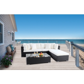 Buddha Gartenmöbel Rattan Lounge schwarz