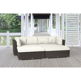 Buddha Rattanmöbel Lounge Stoffbezug beige