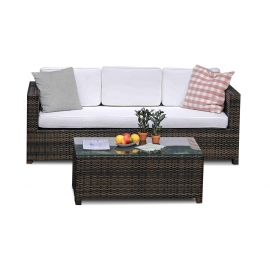 Dakato 3er Rattanlounge Set braun