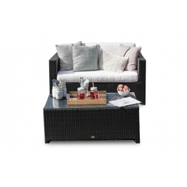 Dakato Rattan Lounge 2-Sitzer schwarz