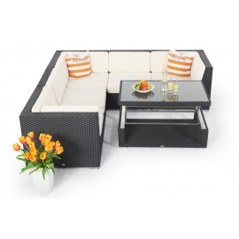 emely schwarz rattan ecklounge mit garten kissen