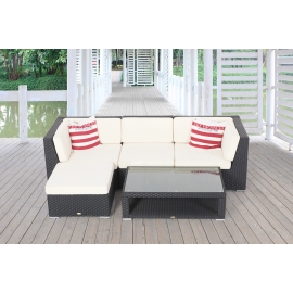 garten tisch unten noah schwarz mit rattan lounge