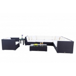 Gartenaussattung Rattanmöbel Rattan Lounge, Gartenmöbel Master schwarz