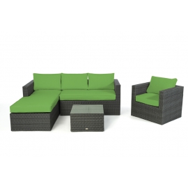 Gartenlounge Jurassic rechts mix grau Stoffbezug grün
