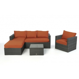 Gartenlounge Jurassic rechts mix grau Stoffbezug orange