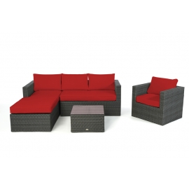 Gartenlounge Jurassic rechts mix grau Stoffbezug rot
