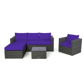 Gartenlounge Jurassic rechts mix grau Stoffbezug violett