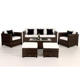 Gartenmöbel Rattanmöbel Rimini Luxus Lounge braun mit Deko