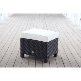 Gartenmöbel Baju Rattan Hocker braun Stoffbezug beige