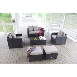 Gartenmöbel Baju Rattan Lounge braun Stoffbezug sandbraun