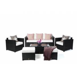 Gartenmöbel Lounge Rimini Luxus schwarz mit Gartenkissen