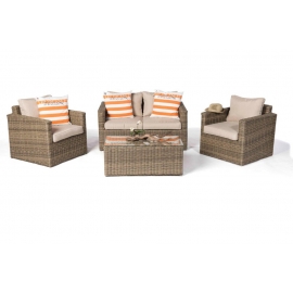 Gartenmöbel Loungemöbel Nelson natural round mit Deko