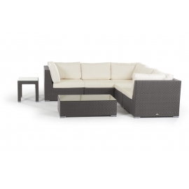 Gartenmöbel Rattanmöbel Fernando braun, Polster beige