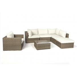 Gartenmöbel Rattanmöbel Lounge Texas Special, Stoffset beige
