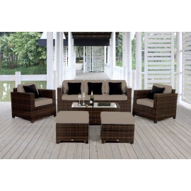 Gartenmöbel Rattanmöbel Rimini Luxus Stoffbezug sandbraun