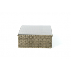 Gartenmöbel Rattanmöbel Lounge Texas Special, Hocker mit Glasplatte