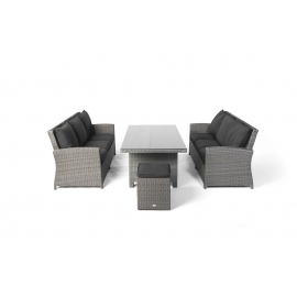 Gartentisch Peppels Lounge Dining Tisch, Bank mit Hocker