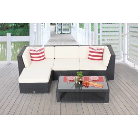 gartentisch set noah schwarz mit rattan-lounge