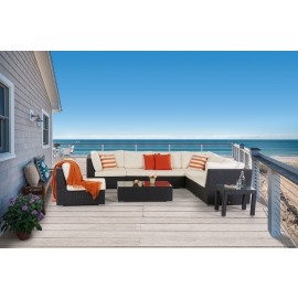 Grosse Luxus Rattan Lounge Blackfly schwarz