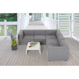 Grosse Outdoor Ecklounge mit Tisch Saidy grau
