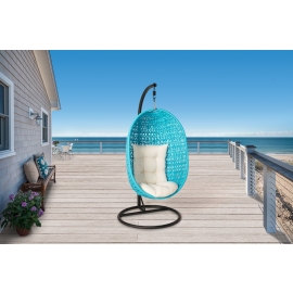 Hängesessel Terrassenmöbel blau Polster beige