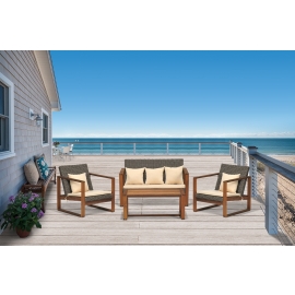 Holz Lounge mit Rattan grau Gartenmöbel Avatar