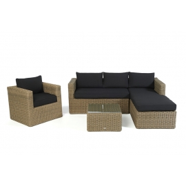 Jurassic Gartenmöbel Rattanmöbel natural Stoffbezug schwarz