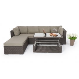 Lexa: grosse Outdoor Lounge braun mit Deko