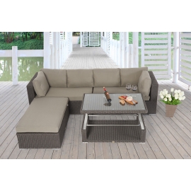 Lexa grosse Outdoor Lounge: Loungemoebel braun Sitzpolster sandbraun
