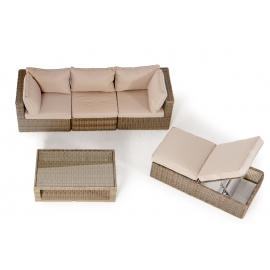 Liam Rattan Lounge natural Polster sandbraun