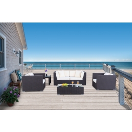 Lounge Baron schwarz Rattan Gartenmöbel