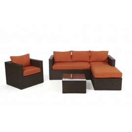 Rattanmöbel Jurassic Lounge braun, Bezüge orange