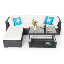 Lounge Lexa Gartenmöbel mit verstellbarem Rattan Tisch
