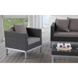 Lounge Sofa Opera graubraun, mit Deko